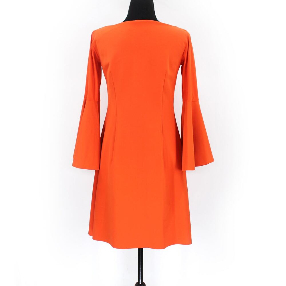 Chiara Boni Orange Bell Sleeve Natalia Boatneck Dress 42 Scuba Knit Shift Mini - Picture 5 of 7